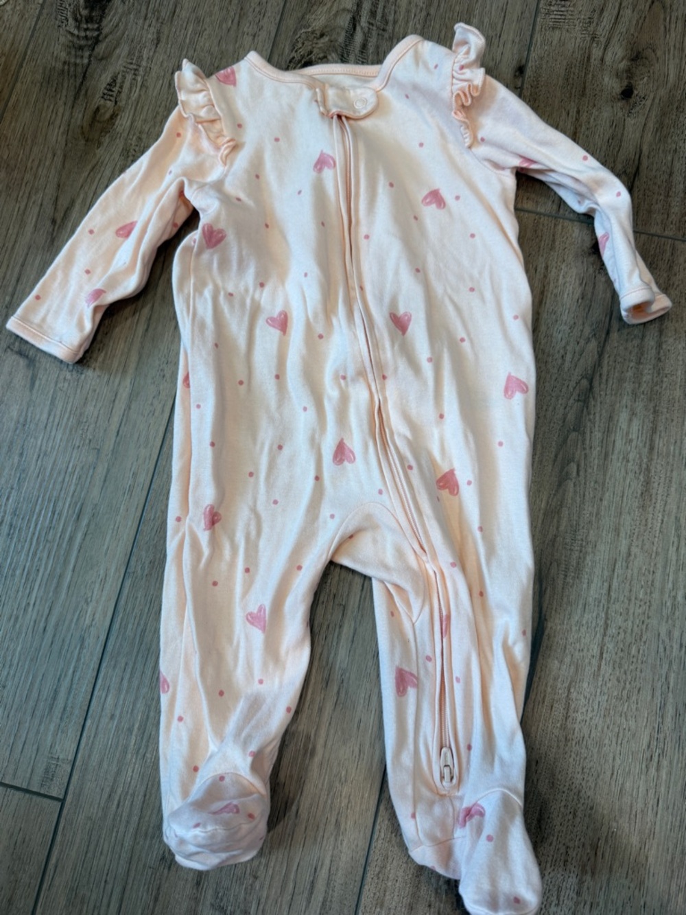 Carter's Light Pink Heart Print Footed One-Piece